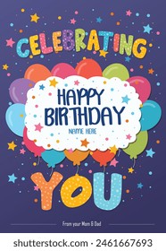 Colorful Happy Birthday card template