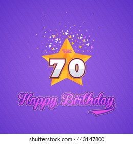 Colorful Happy Birthday Design, Age 70 Concept Greeting Card Template