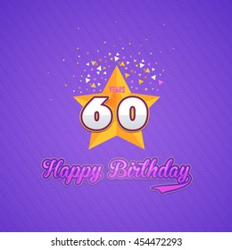 Colorful Happy Birthday Design, Age 60 Concept Greeting Card Template