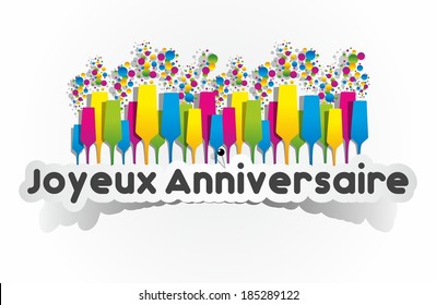 Colorful Happy Birthday Greeting Card vector illustration