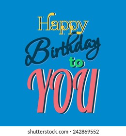 Colorful Happy Birthday Greeting Card Design Illustration