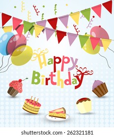 Colorful happy birthday greeting card
