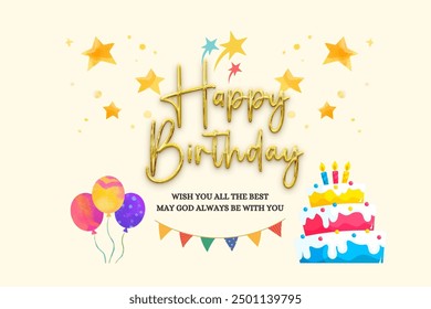 "Colorful 'Happy Birthday' image with a heartfelt message wishing joy, blessings, and a bright year ahead. Ideal for greeting cards, social media posts, or any celebration of a special day. 