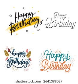 colorful happy birthday lettering vector design.
