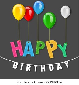 Colorful happy birthday party stitched greeting card