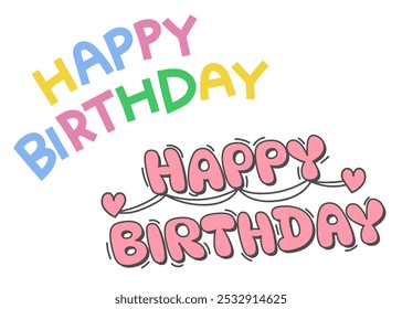 Colorful Happy Birthday Text Design Sets, Bright and Fun Typography, Perfect for Cards and Decorations, Celebrate Special Occasions with Vibrant Styles, Create a Joyful Atmosphere for Birthday Parties