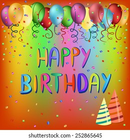 Happy Birthday Greeting Card Party Multicolored Stock Vector (Royalty ...