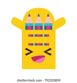 colorful happy and cute colored pencil kawaii