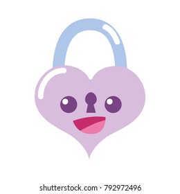 colorful happy and cute heart padlock kawaii