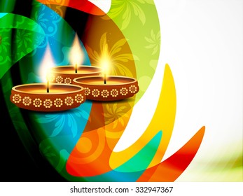 Colorful happy diwali background design.