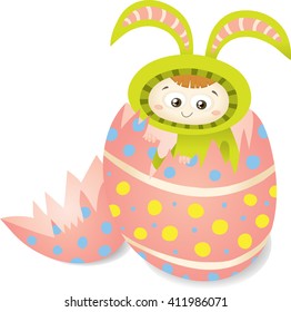 Colorful Happy Easter  bunny in egg