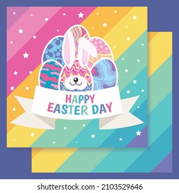colorful happy easter day card design 