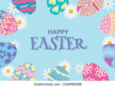 colorful happy easter day card and banner design 