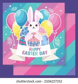 colorful happy easter day card and banner design 