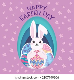 colorful happy easter day card and banner design 