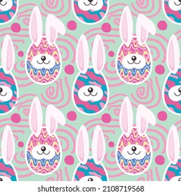 colorful happy easter day card and seamless