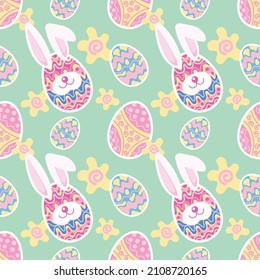 colorful happy easter day card and seamless