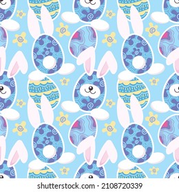 colorful happy easter day card and seamless