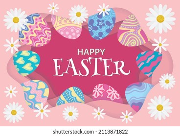 colorful happy easter day card and banner design 