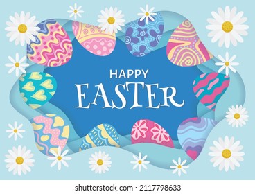 colorful happy easter day card and banner design 