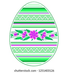 Colorful Happy Easter Egg for greeting card folk style