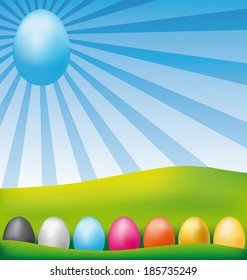Colorful happy Easter eggs card. Vector illustration.
