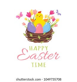 Colorful Happy Easter greeting card