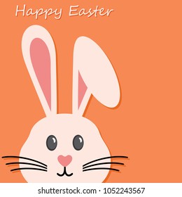 Colorful Happy Easter greeting card with rabbit, bunny, eggs and banners