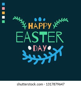 Colorful Happy Easter greeting card labels with vector illustration