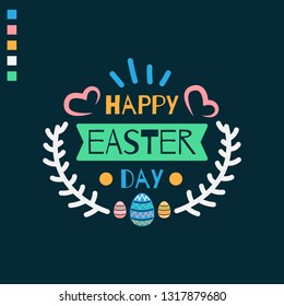 Colorful Happy Easter greeting card labels with vector illustration