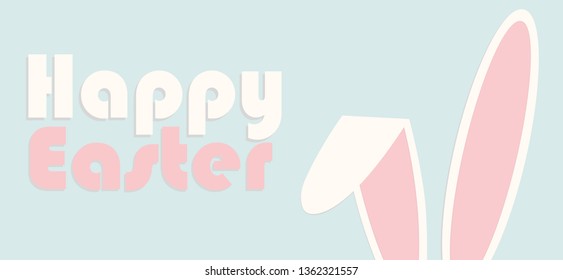 Colorful Happy Easter greeting card with rabbit ears