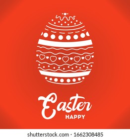 Colorful Happy Easter greeting card with rabbit, bunny, spring flowers and text. Sale banner with Colorful Eggs. Vector illustration.