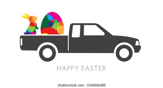 colorful happy easter greeting card - vector illustration concept on white background