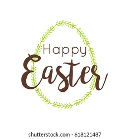Colorful Happy Easter greeting card with text. Postcard  templates with message. Modern lettering  calligraphy style.