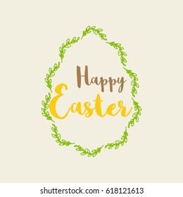 Colorful Happy Easter greeting card with text. Postcard  templates with message. Modern lettering  calligraphy style.