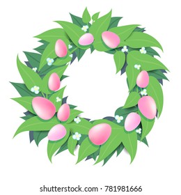 Colorful Happy Easter greeting card with rabbit