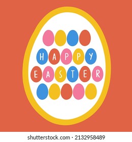 Colorful Happy Easter Greeting with Eggs