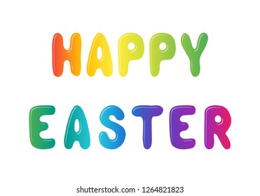 Colorful happy easter on white background. Boiled egg vector symbol. Easter design element. Happy easter eggs
