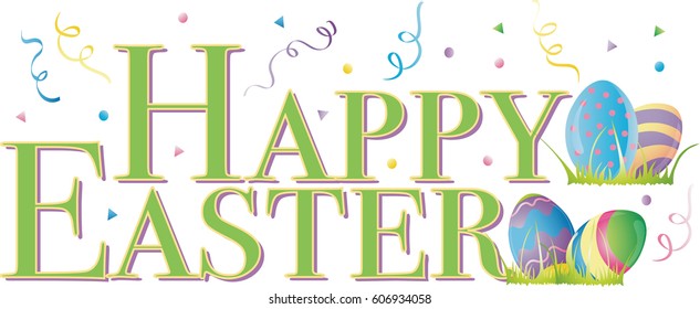 Colorful Happy Easter text