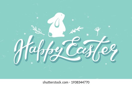 Colorful Happy Easter text brush lettering. Vector season greeting. Greeting card templte. EPS10