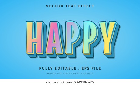  Plantilla de diseño de efecto de texto de color feliz editable. Efecto guardado en estilo gráfico