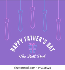 Colorful Happy Father's Day, Hanging Ties Illustration Vector Design. Announcement and Celebration Message Poster, Flyer