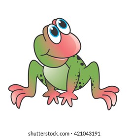 colorful happy frog sitting cartoon-vector drawing