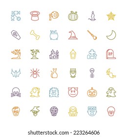 Colorful Happy Halloween Party Icon Set Collection