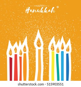 Colorful Happy Hanukkah Greeting card. Jewish holiday with menorah