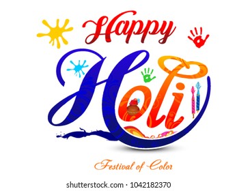 colorful happy holi artistic text 