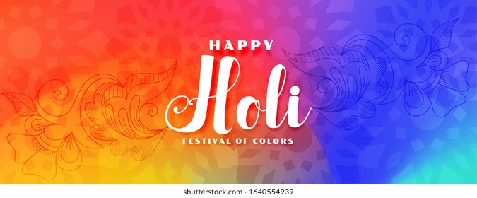 colorful happy holi festival wishes banner design