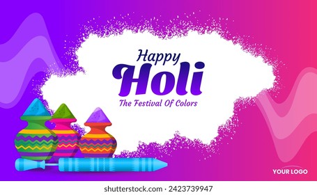 colorful happy holi hindu festival celebration greeting with color splash vector