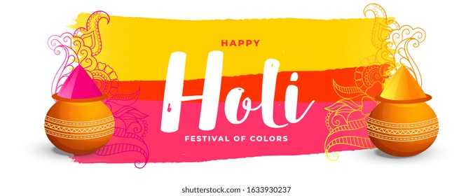 colorful happy holi indian festival banner design