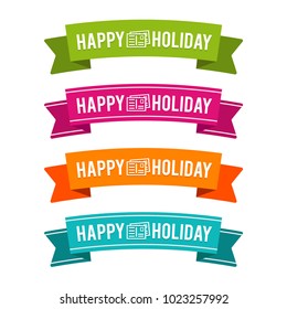 Colorful Happy Holiday ribbons. Eps10 Vector.